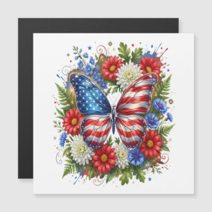 American Flag Red White Blue Butterfly Floral
