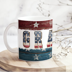 American Flag Red White Blue Grandpa Coffee Mug