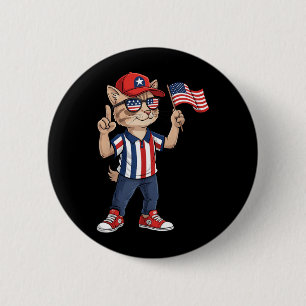 American Flag Red White Blue Patriotic 4th of July 6 Cm Round Badge