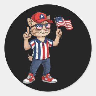American Flag Red White Blue Patriotic 4th of July Classic Round Sticker