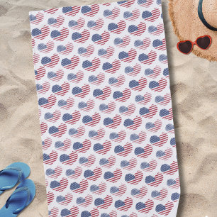American Flag Red White Blue Patriotic Beach Towel