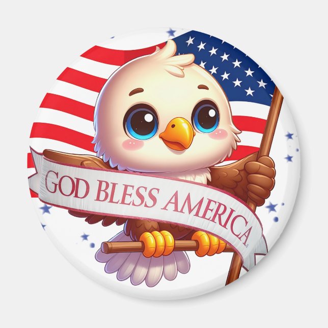 American Flag Red White Blue Patriotic Eagle🦅🇺🇸 Magnet (Front)