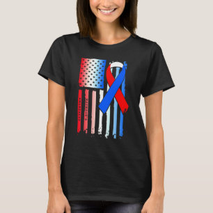 American Flag Red White Blue Ribbon Raynaud's Awar T-Shirt