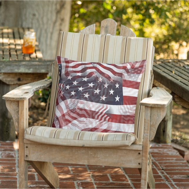 American Flag Red White Blue Stripes Stars Pattern Cushion (Chair)