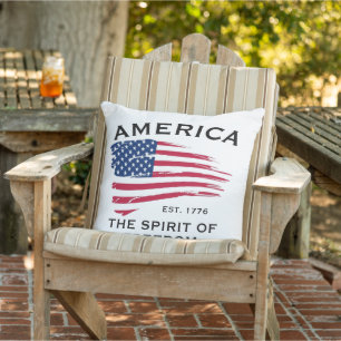 American Flag Red White Blue Stripes Stars Pattern Cushion