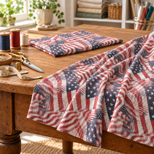 American Flag Red White Blue Stripes Stars Pattern Fabric