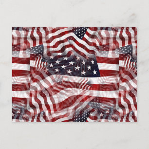 American Flag Red White Blue Stripes Stars Pattern Postcard