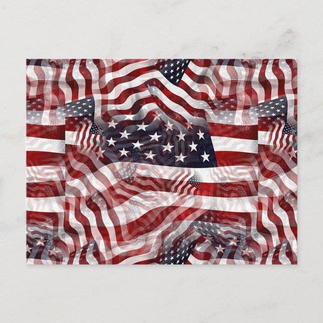 American Flag Red White Blue Stripes Stars Pattern Postcard (Front)