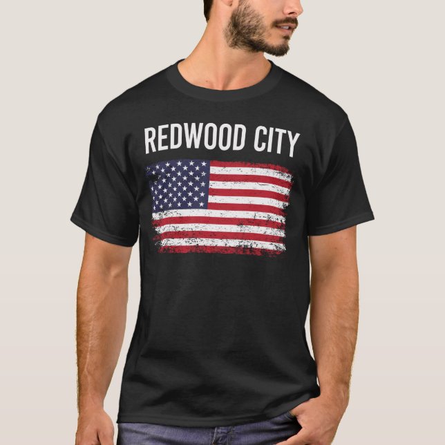 American Flag Redwood City T-Shirt (Front)