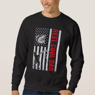 American Flag Reel Cool Dad Fishing Walleye Fisher Sweatshirt