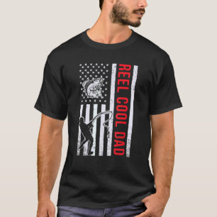 American Flag Reel Cool Dad Fishing Walleye Fisher T-Shirt