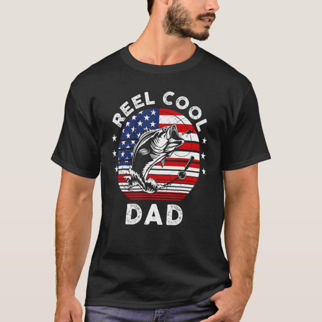 American Flag Reel Cool Dad Papa Pop Pop Grandpa F T-Shirt (Front)
