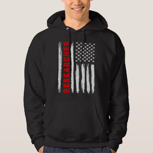 American Flag Researcher US USA Flag Hoodie (Front)