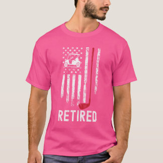 American Flag Retired Golfing Golf Club Golf Cart T-Shirt