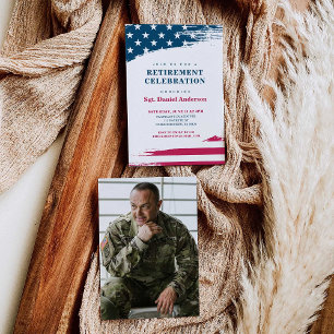 American Flag Retirement Party Invitation Military