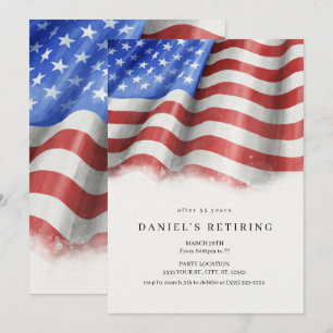 American Flag Retirement Party Invitations