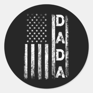 American Flag Retro Fathers Day 4th Of July Funny Classic Round Sticker