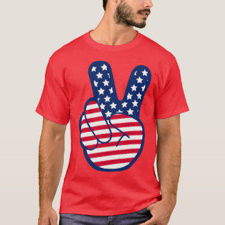 American Flag Retro  Hand T-Shirt