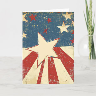 American Flag Retro Stars Holiday Card