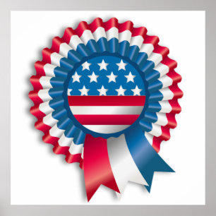 AMERICAN FLAG RIBBON BOW POSTER