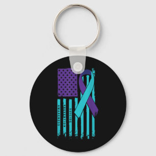 American Flag Ribbon Suicide Awareness Mental Heal Key Ring