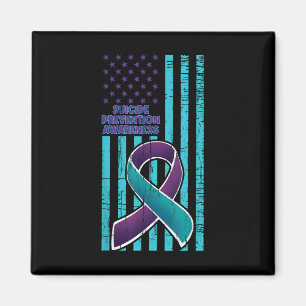 American Flag Ribbon Suicide Mental Health Teal Pu Magnet