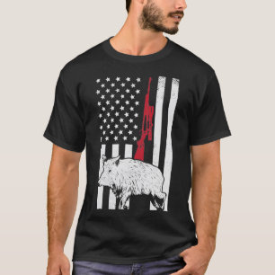 American Flag Rifle Hog Boar Pig Gun Hunting USA H T-Shirt