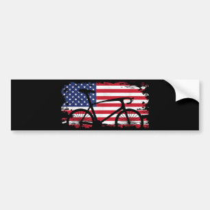 American Flag Road Biking Cycling Apparel - Bicycl Bumper Sticker