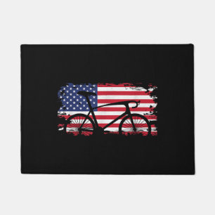 American Flag Road Biking Cycling Apparel - Bicycl Doormat