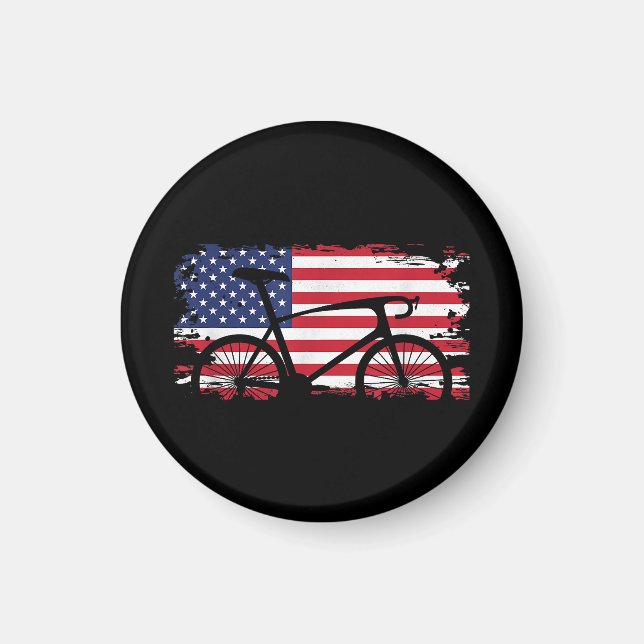 American Flag Road Biking Cycling Apparel - Bicycl Magnet (Front)
