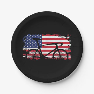American Flag Road Biking Cycling Apparel - Bicycl Paper Plate