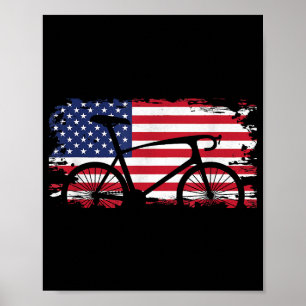 American Flag Road Biking Cycling Apparel - Bicycl Poster