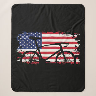 American Flag Road Biking Cycling Apparel - Bicycl Sherpa Blanket