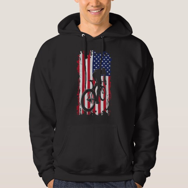 American Flag Road Biking Cycling Apparel - Cyclin Hoodie (Front)
