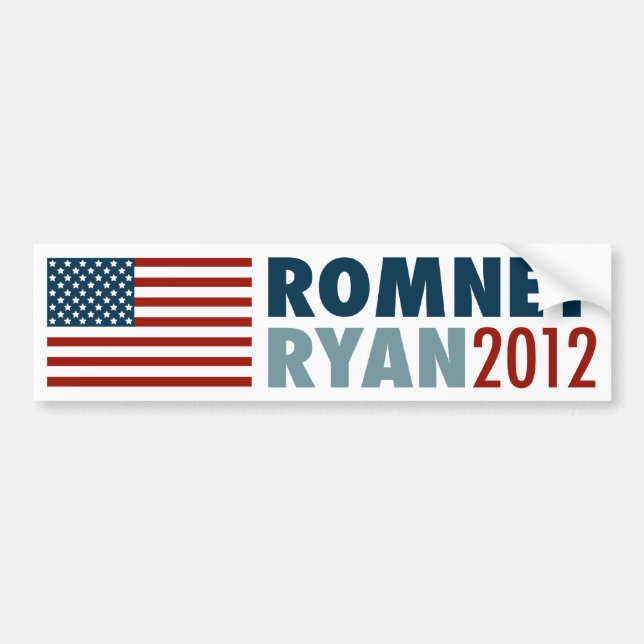American Flag Romney-Ryan 2012 Bumper Sticker (Front)