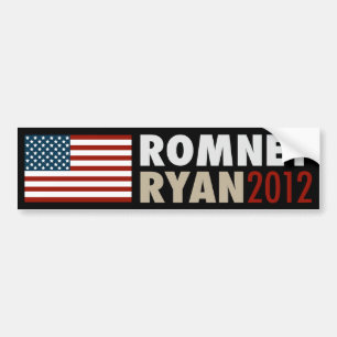 American Flag Romney-Ryan 2012 Bumper Sticker Blk