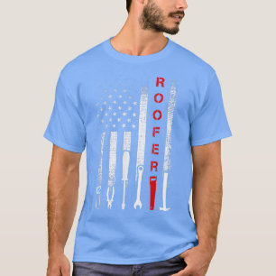 American Flag Roofer Men USA Roofing T-Shirt