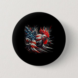 American Flag Rooster Chicken 4th Of July Animal 6 Cm Round Badge