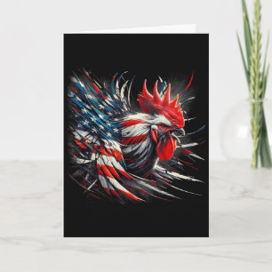 American Flag Rooster Chicken 4th Of July Animal Card