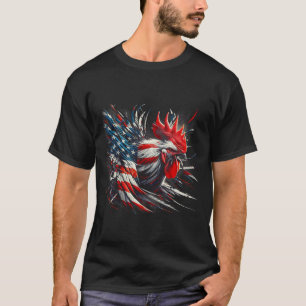 American Flag Rooster Chicken 4th Of July Animal T-Shirt