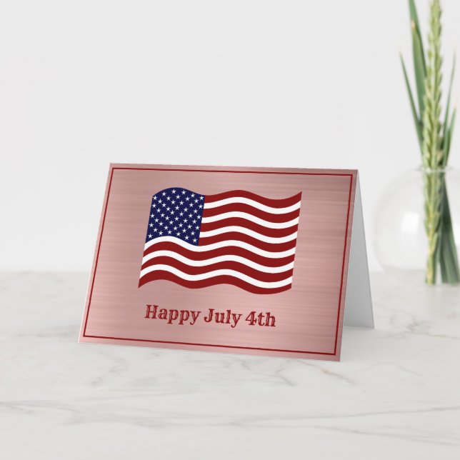 American Flag Rose Gold July 4th Card (Front)