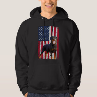 American Flag Rottweiler Dog Lover Funny 4th of Ju Hoodie
