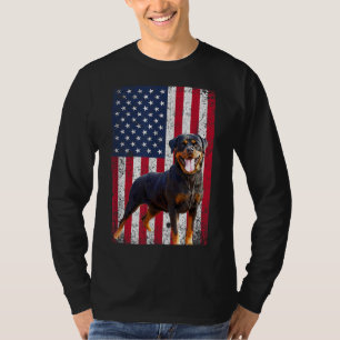 American Flag Rottweiler Dog Lover Funny 4th of Ju T-Shirt
