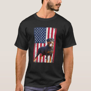 American Flag Rottweiler Dog Lover Funny 4Th Of T-Shirt