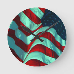 American Flag Round Clock
