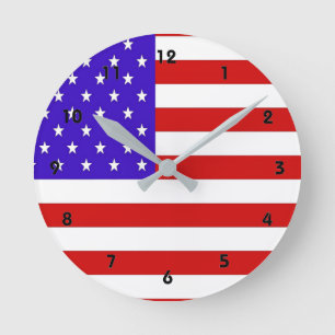 American Flag Round Clock