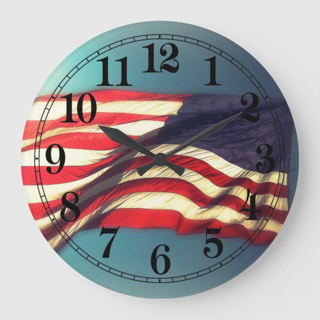 American Flag Round Clock (Front)