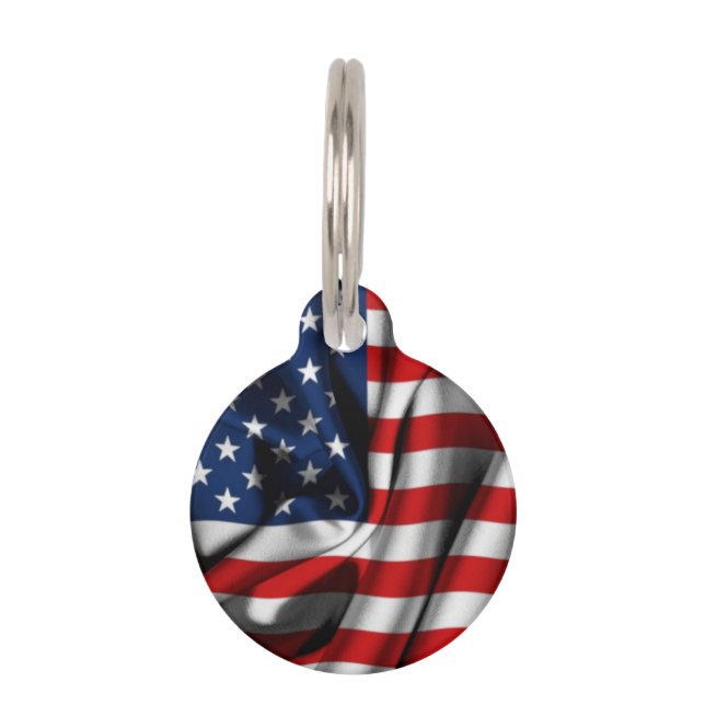 American Flag Round Pet Tag (Front)