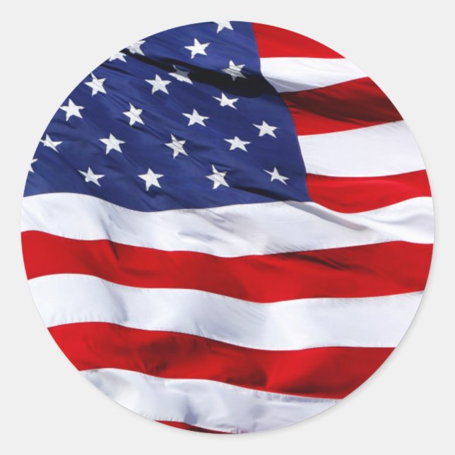 American Flag Round Stickers (Front)