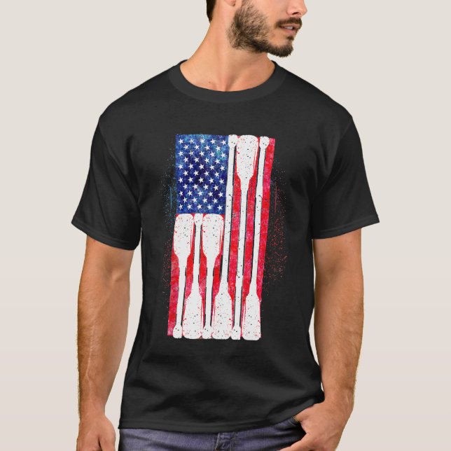 American Flag Rowing Oar Cute US Row Crew 4th Of J T-Shirt (Front)